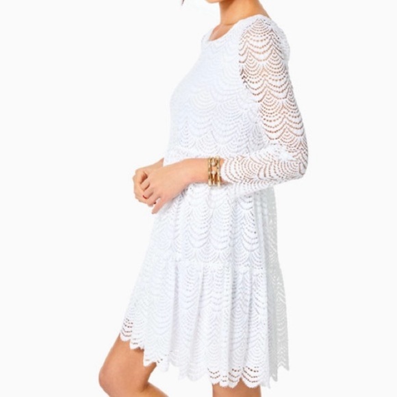 Lilly Pulitzer Resort White Geanna Scalloped Shell Lace Swing Dress - Picture 2 of 8